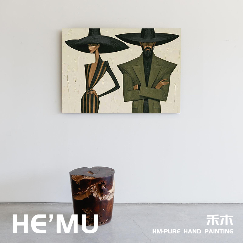 American Retro Double Portrait Hand-Painted Oil Painting Living Room Character Decorative Painting Study Room High-End Art Decorative Painting American Retro Double Portrait Hand-Painted Oil Painting Living Room Character Decorative Painting Study Room High-End Art Decorative Painting