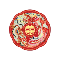 Luo Yijias Dragon and Phoenix Happy Events happy word stickers wedding set wedding room layout window entry door wall stickers