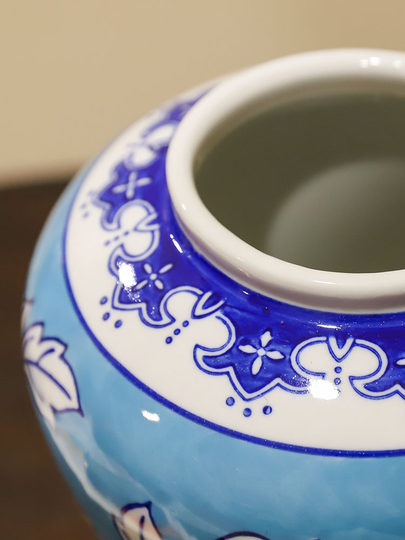 新中式青花瓷花瓶陶瓷摆件装饰品玄关家居电视柜花器装饰储物罐