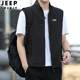 Jeep Spring and Autumn Thin Vest Men's Sports Casual Vest Outdoor Multi-Pocket Vest Jacket Men's Clothing