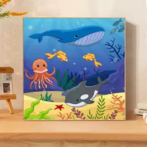 DIY 数字油絵 イルカの月 ペイントバイナンバー 子供と大人向け 初心者