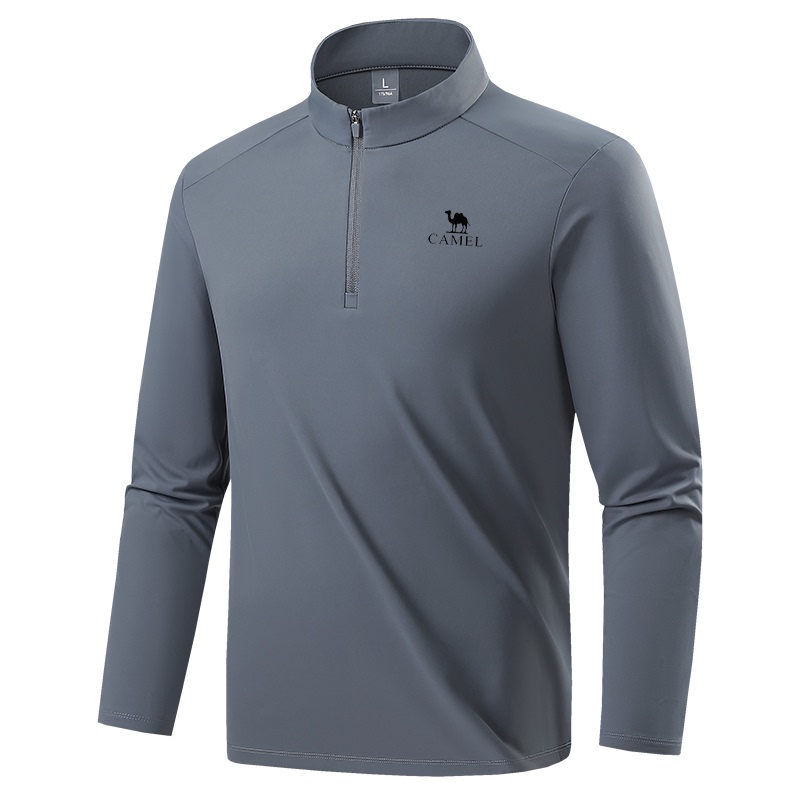 2026 New Model Camel Half-Zip Long-Sleeve Quick-Dry T-Shirt for Men and Women, Comfortable and Breathable Outdoor Sports Base Layer Top