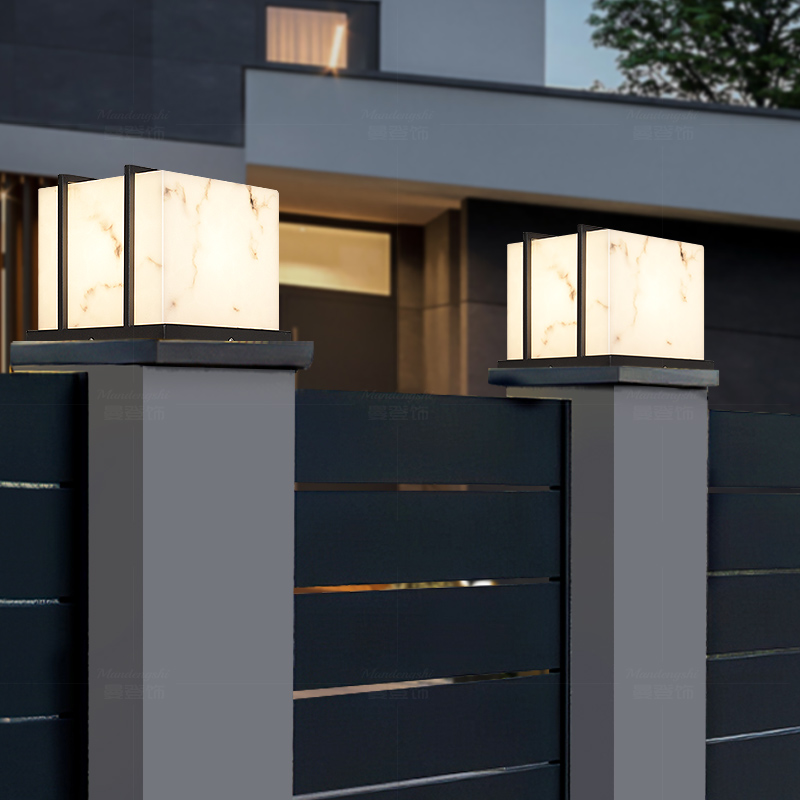 Modern minimalist villa outdoor column head lamp stainless steel waterproof and anti-rust walled yard column lamp with large dooryard lamp-Taobao