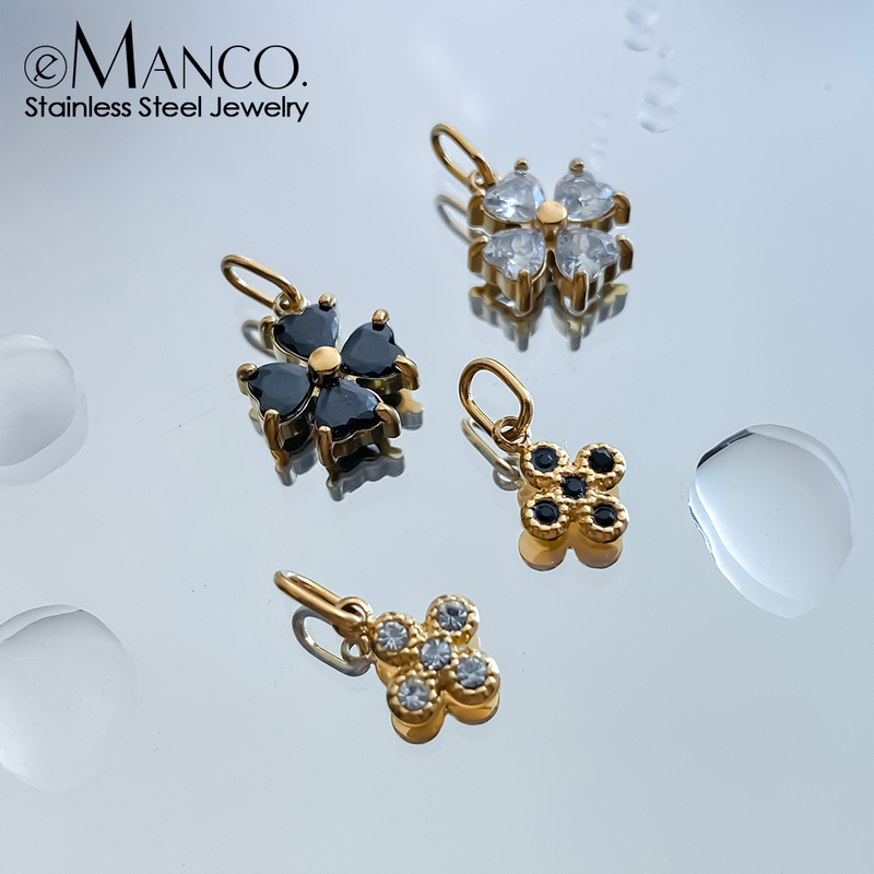 Titanium Steel Jewelry Accessories French-Style Flower Plum Blossom Non-Fading Zircon Pendant DIY Stainless Steel Necklace Bracelet Pendant Titanium Steel Jewelry Accessories French-Style Flower Plum Blossom Non-Fading Zircon Pendant DIY Stainless Steel Necklace Bracelet Pendant