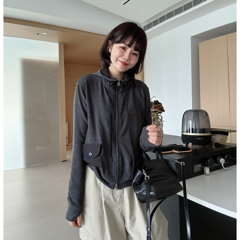 Autumn and Winter Fashionable Versatile Hooded Loose Slimming Long-Sleeve Zip-Up Cardigan Jacket Sweatshirt