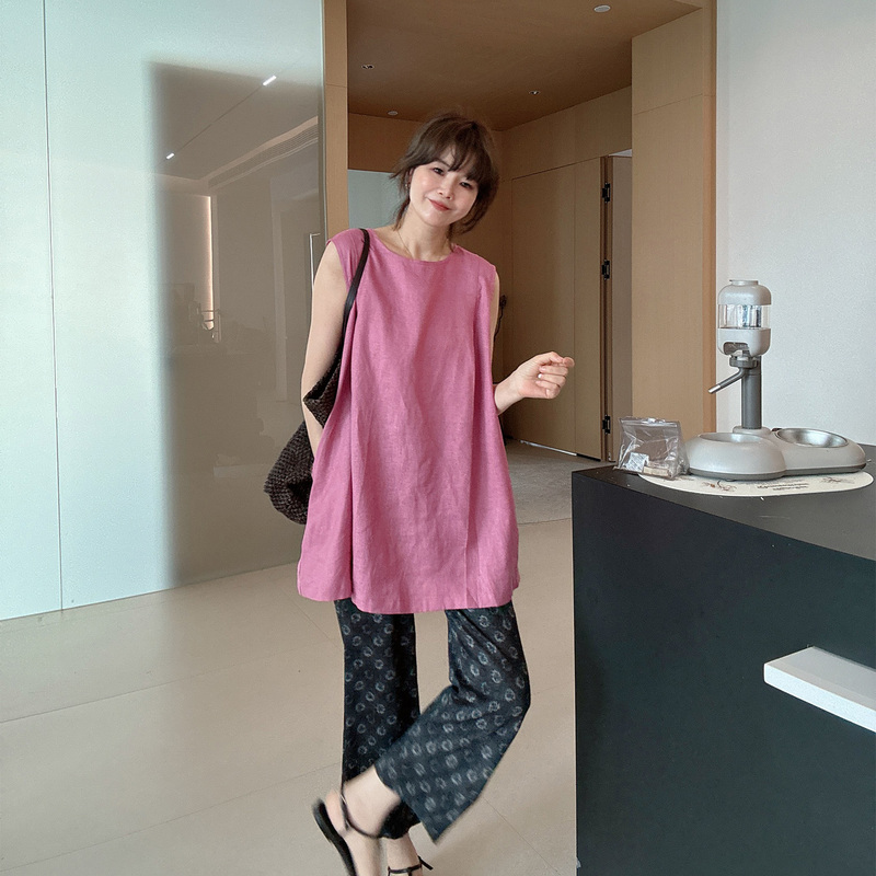 Summer Old Money Style Design, Loose, Breathable, Versatile, Slimming, Mid-Length Sleeveless Linen Tank Dress Summer Old Money Style Design, Loose, Breathable, Versatile, Slimming, Mid-Length Sleeveless Linen Tank Dress