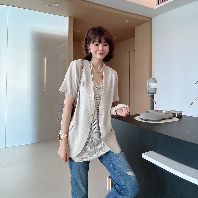Summer Korean Fashion Design Short-Sleeved Blazer