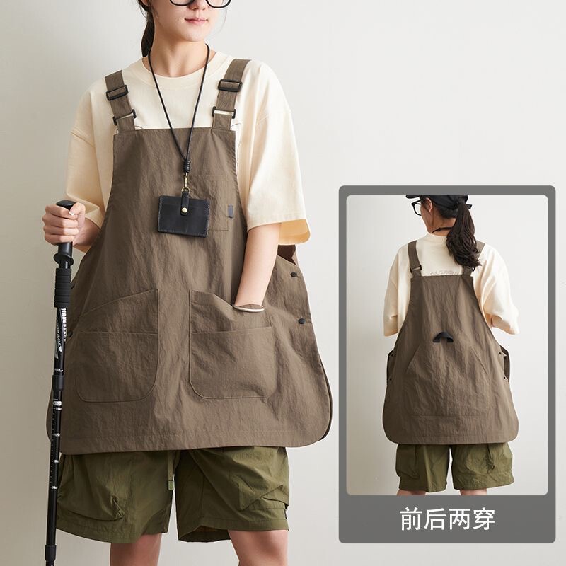 Popular Reversible Work Apron for Men and Women, Suitable for Kitchen, Baking, Art, Nail Art, Coffee, and Milk Tea with Printed Text
