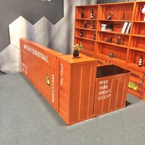 American industrial style loft cashier desk reception desk clothing store trendy store retro corner bar container