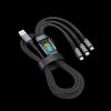 120W Three-In-One Super Fast Charging Data Cable, One-To-Three Braided Cable, Suitable for Apple, Huawei, Oppo, Xiaomi, Android, Vivo, Transparent Smart Chip, Thoughtful Night Light, USB Multifunctional