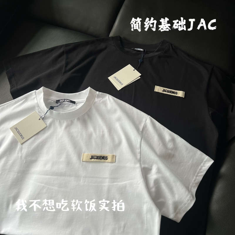 Authentic Real Photos Jacquemus In-Stock 24Fw Simple Basic Solid Color Round Neck Short-Sleeve T-Shirt Unisex