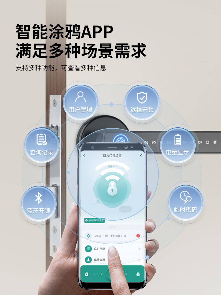 Indoor Wooden Door Fingerprint Lock Office Password Door Lock Home Bedroom Room Door Handle Split Smart Electronic Lock