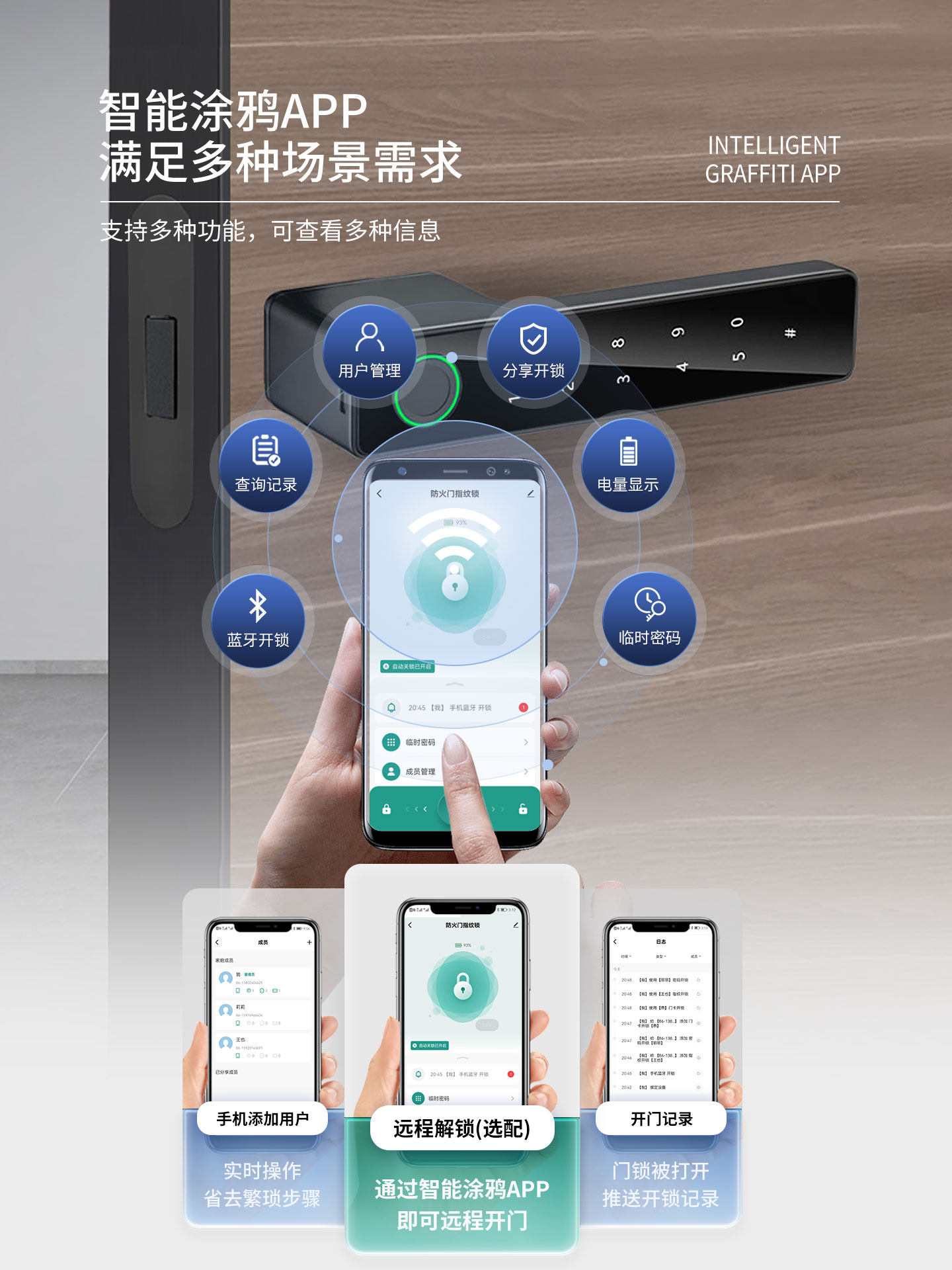 Minimalist Door Lock Fingerprint Password Lock Indoor Wooden Door Smart Handle Lock Modern Simple Ecological Door Magnetic Silent Lock