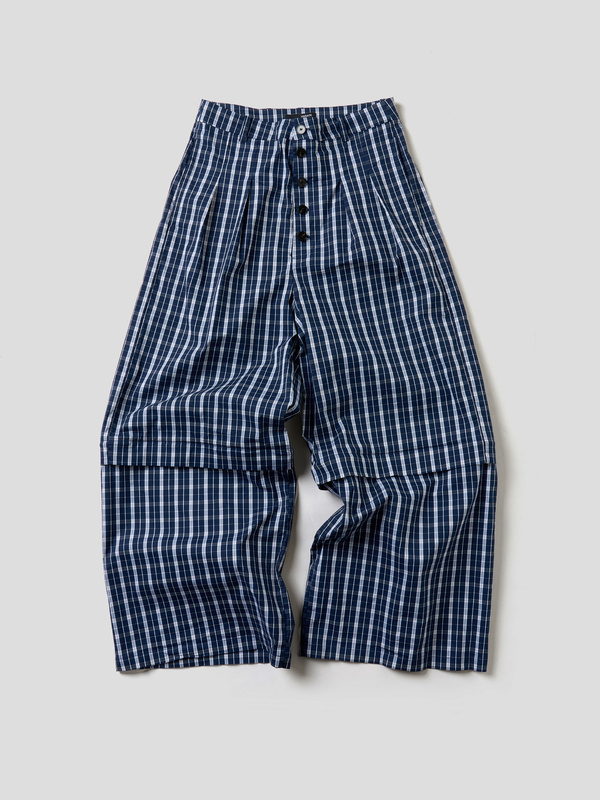 Variate 25Ss Plaid Loose Wide-Leg Detachable Multi-Button Mid-Low Waist Casual Pants, Unisex