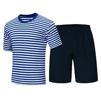 Sea Soul Shirt Short Sleeve Physical Suit Training Sports Speed Dry Running Stripes Summer Blue White Striped Short Sleeve T Shirt