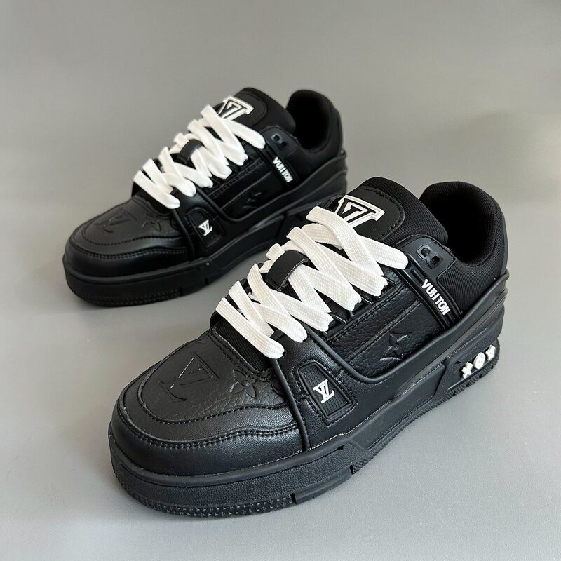 Lv Men's Shoes with Thick Soles, Black Sneakers, High-End Trendy Shoes for Men, Summer Luxury Sports Shoes from Putian