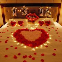 Proposal layout indoor confession simulated rose petals Valentines Day romantic birthday party decorations creating romantic surprises