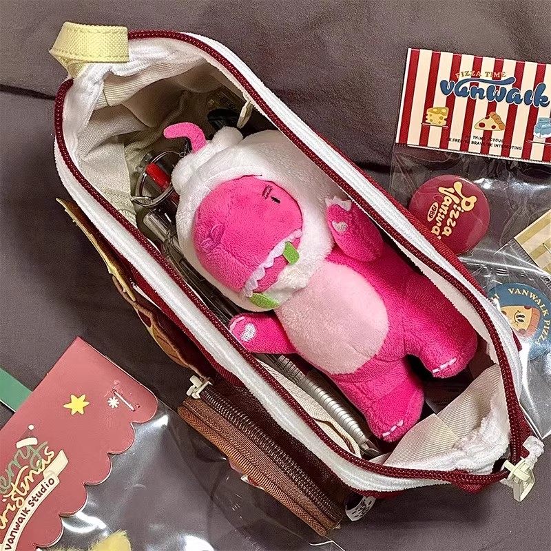 Cute Color-Blocked Pencil Case with Large Capacity and High Aesthetic Appeal for Young Female Students, Suitable for Middle School Students, Can Be Used as a Lunch Bag, Stationery Box, or Pencil Pouch