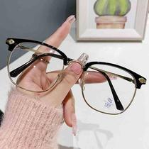 Myopia glasses new eyebrow anti-blue light glasses frame metal frame mens retro business frame glasses flat mirror