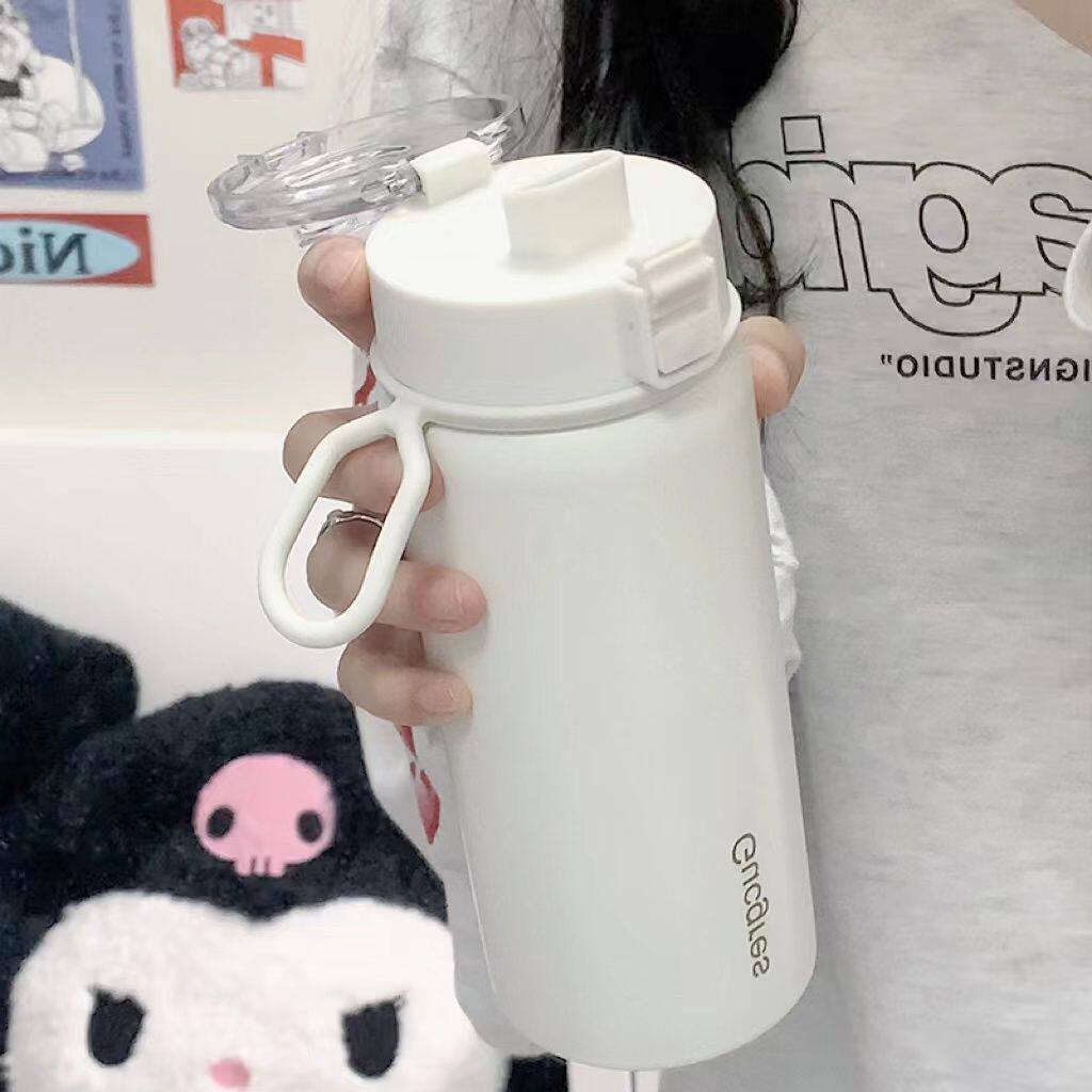 Insulated cup girls 316 stainless steel high face value portable large capacity portable drinking water cup ins double drinking straw cup-Taobao