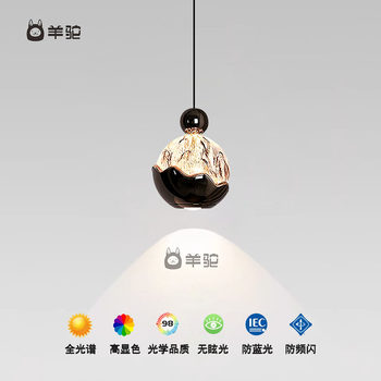 Italian-Style Light Luxury Bedroom Bedside Small Pendant Light, Embedded High-End Snow Mountain Art Adjustable Foyer Pendant Light