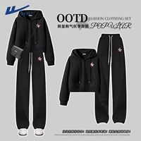 【Пакет с двумя частями】 Черный (H-звездная кошачья грудь) + черная (H Star Cat Pants Mark)