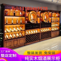 Customized red wine cabinet display rack wine cellar wine shop commercial shelf display rack display cabinet white winery wine rack solid wood