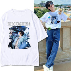 Zhou Shen Concert Style Short-Sleeve T-Shirt for Men, 2025 New Summer Fan Support Clothing, Co-Branded Half-Sleeve Trendy Shirt