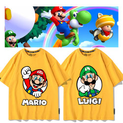 Mario Brothers Co-Branded Short-Sleeved Summer T-Shirt for Boys, Super Mario Half-Sleeve Graffiti Children's T-Shirt, Trendy Clothing