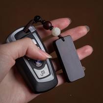 Wooden pendant custom-made and engraved sandalwood Wushi brand car keychain anti-lost Ping An waist plate lanyard car mounted