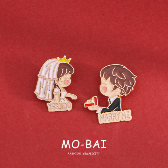 
Bride and groom's brooch men's marriage registration photo corsage suit accessories couple pin clothes accessories