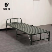 Portable steel folding bed Army green single bed Outdoor field folding steel plastic folding bed Two-fold bed