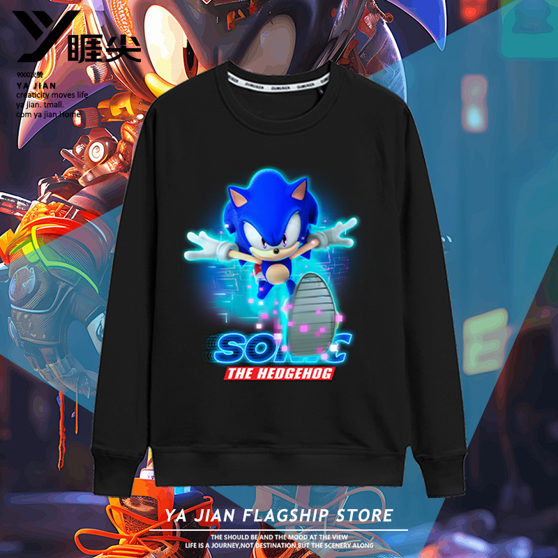 Sonic the Hedgehog Anime Merchandise Long-Sleeve T-Shirt for Boys, Two-Dimensional Sonic Character Collaboration Children's Clothing, Quick-Drying Sonic the Hedgehog Anime Merchandise Long-Sleeve T-Shirt for Boys, Two-Dimensional Sonic Character Collaboration Children's Clothing, Quick-Drying