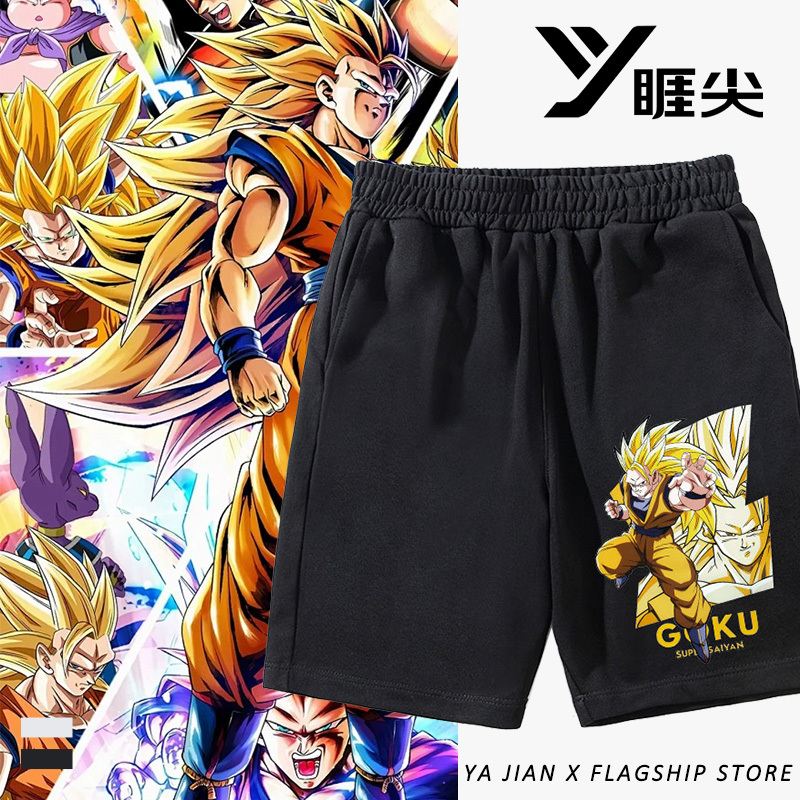 Summer Dragon Ball Collaboration Shorts for Men - Super Saiyan Son Goku Vegeta Anime Pants Versatile Five-Point Shorts
