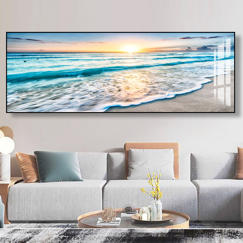 Creative Sea View Light Luxury Modern Minimalist Living Room Decorative Painting Sofa Background Wall Art Nordic Style Full Wall Painting