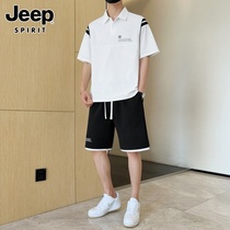 Jeep Jeep casual sports suit mens 2024 summer polo shirt shorts short-sleeved light and breathable two-piece set