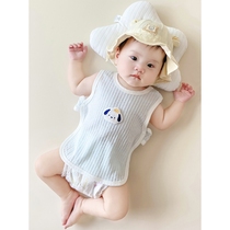 Rabbi Summer baby protective belly clothes baby anti-cold belly pocket newborn pure cotton half back clothes thin and sleeveless