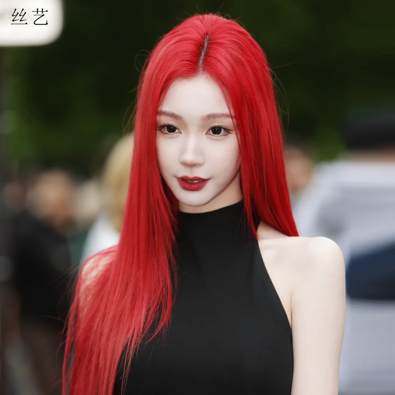 Wig for Women, Full Real Human Hair, Sea King Red, True Red, Long Straight Hair, Naturally Fluffy, Breathable, Versatile, Seamless Full Head Wig for Women Wig for Women, Full Real Human Hair, Sea King Red, True Red, Long Straight Hair, Naturally Fluffy, Breathable, Versatile, Seamless Full Head Wig for Women
