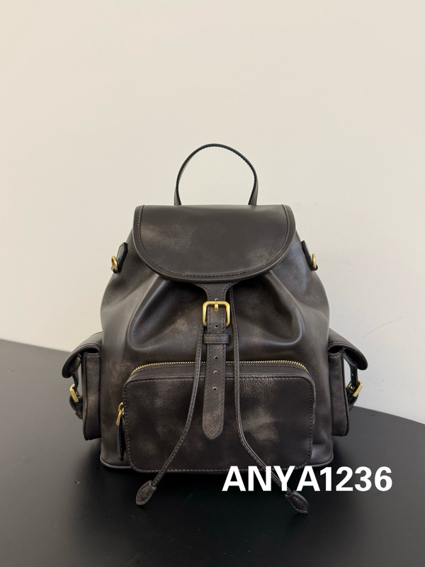 Triangle C/25 New Model Zhang Yuanying Same Style Leather Flap Backpack Canvas Backpack Mini School Bag for Women Triangle C/25 New Model Zhang Yuanying Same Style Leather Flap Backpack Canvas Backpack Mini School Bag for Women