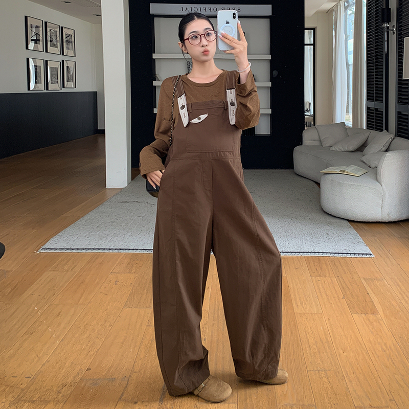 Lanshanyu Maternity Wear 2026 Autumn New Vintage Age-Reducing Long-Sleeve Inner Layer Loose Versatile Scimitar Strap Pants Set