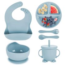Childrens Dishes Set Baby Silicone Tableware 6PCS Set Sucke