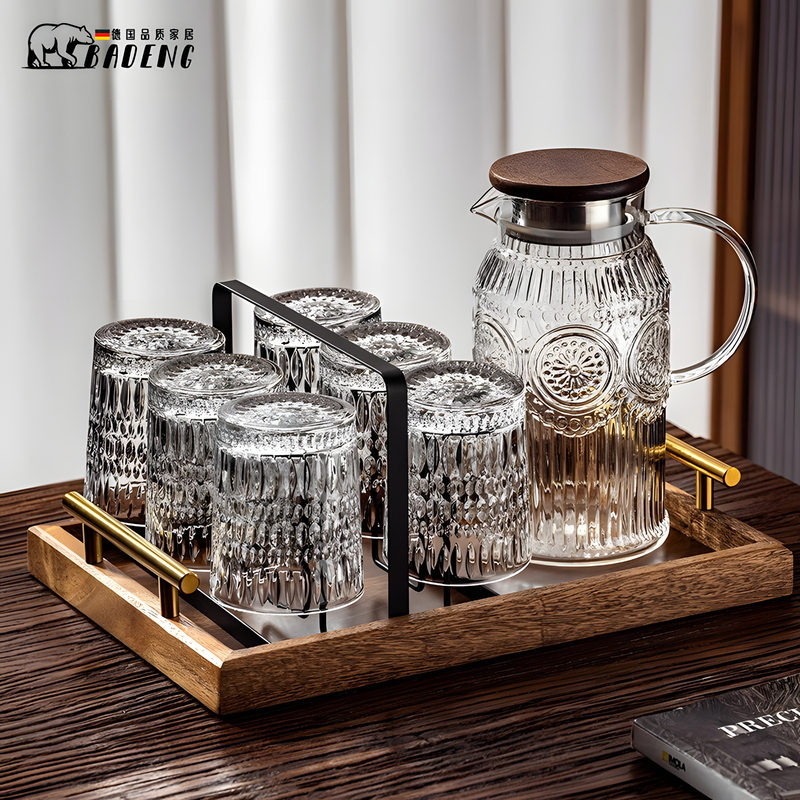 German High-Temperature-Resistant Glass Drinking Cup Set for Home Living Room Hospitality Accessible Luxury High-End Tea Cup Water Kettle