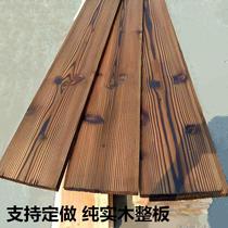 Wood board wide board countertop solid wood 25mm*300 stair steps anti-corrosion wood board table carbon surface bar floor board partition