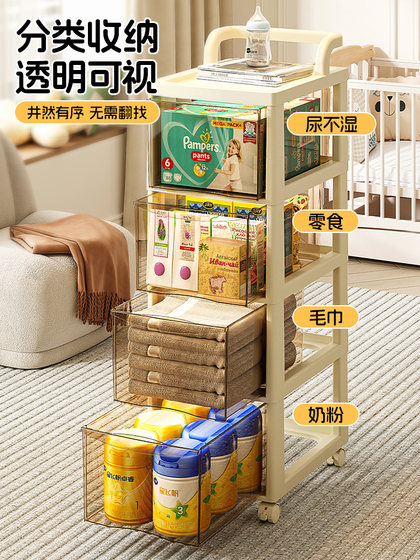 Luyi Snack Cart Storage Rack with Drawers, Layered, Movable with Wheels, for Home Use, Bedroom, Baby Feeding Table