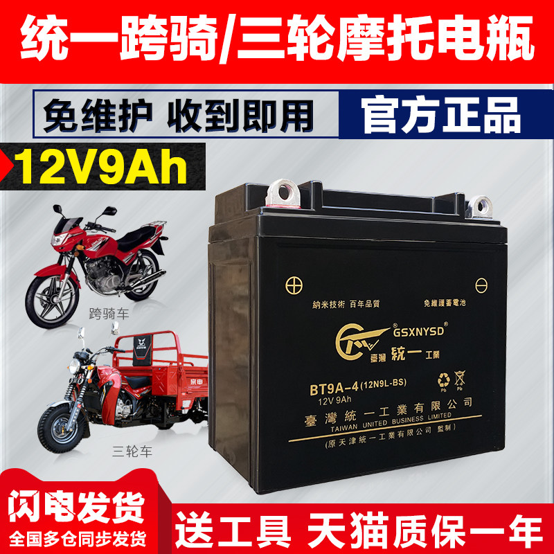 Unified 12V9A7A three-wheeled motorcycle battery Universal Luxury 125 Sharp Drilling Leopard EN125 Spring Wind NK250SR-Taobao