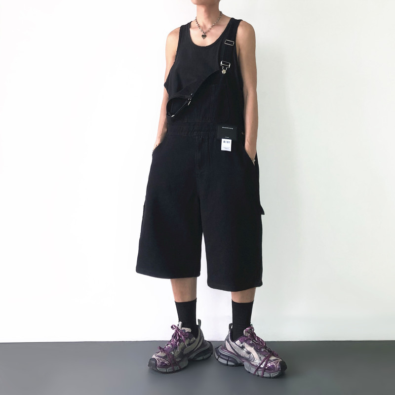 Daxin Summer Denim Overalls Shorts for Men, Japanese Retro College Style Wide-Leg Straight Niche Jumpsuit Daxin Summer Denim Overalls Shorts for Men, Japanese Retro College Style Wide-Leg Straight Niche Jumpsuit