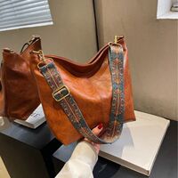Vintage Vegan Shoulder Bags for WOMEN LARGE PU Leather Bucke