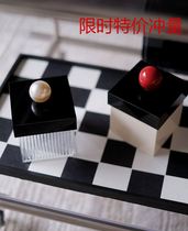 Acrylic red ball pearl cotton swab box striped transparent storage box dental floss match box creative and simple