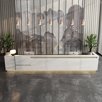 Company front desk reception desk hotel lobby paint bar real estate marble counter cashier customization