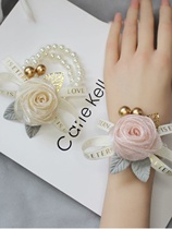 Super fée demoiselle dhonneur poignet fleur mariage mariée classe sentiment main fleur bracelet fleur corsage fée mariage sœur groupe beige